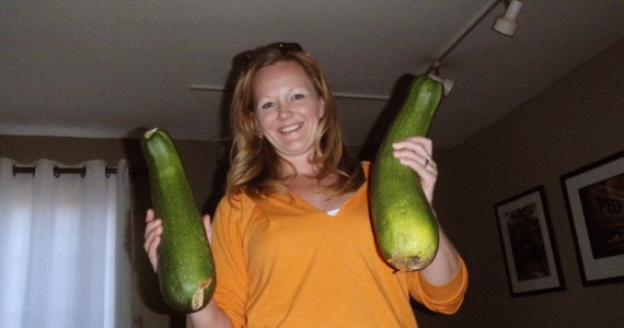 Two of the larger zucchini from my garden